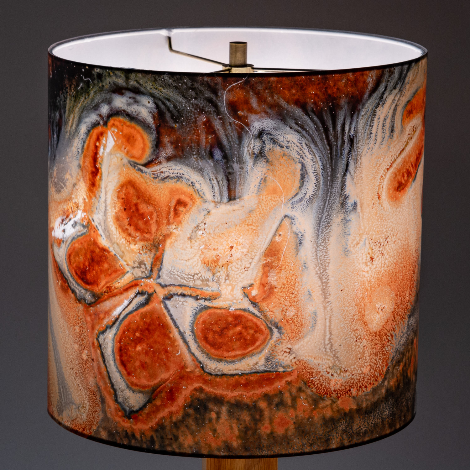 108: Closeup image of reduction-fired pottery by Scott Frankenberger  -- Photo on Lamp shade by David Elmore