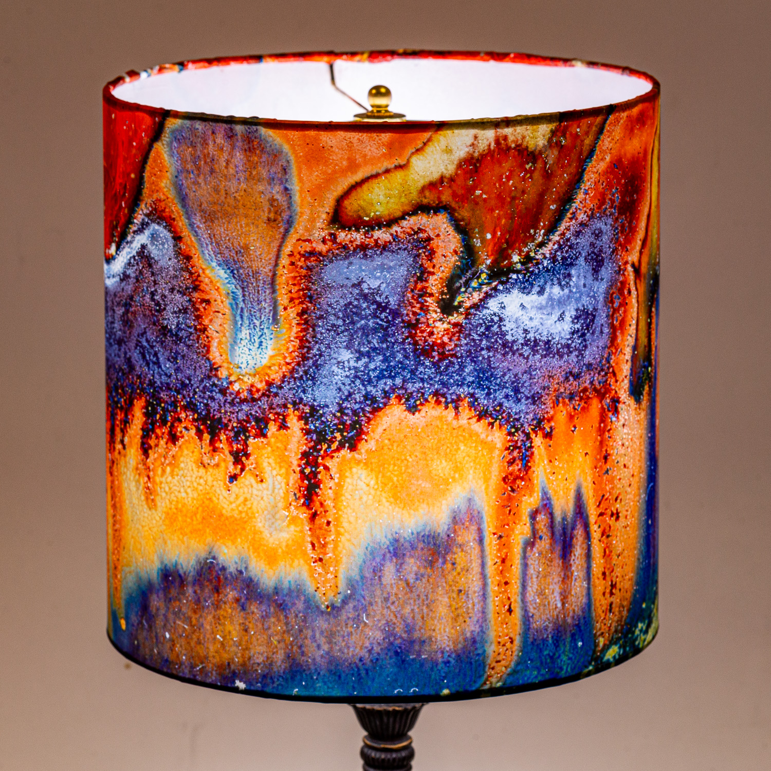 155: Closeup image of reduction-fired pottery by Scott Frankenberger  -- Photo on Lamp shade by David Elmore