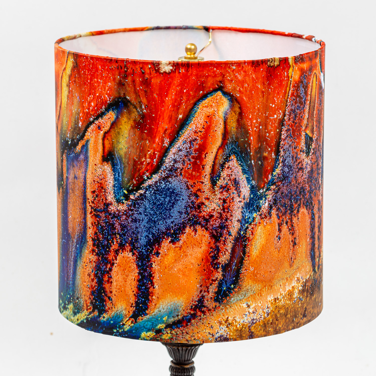 155: Closeup image of reduction-fired pottery by Scott Frankenberger  -- Photo on Lamp shade by David Elmore