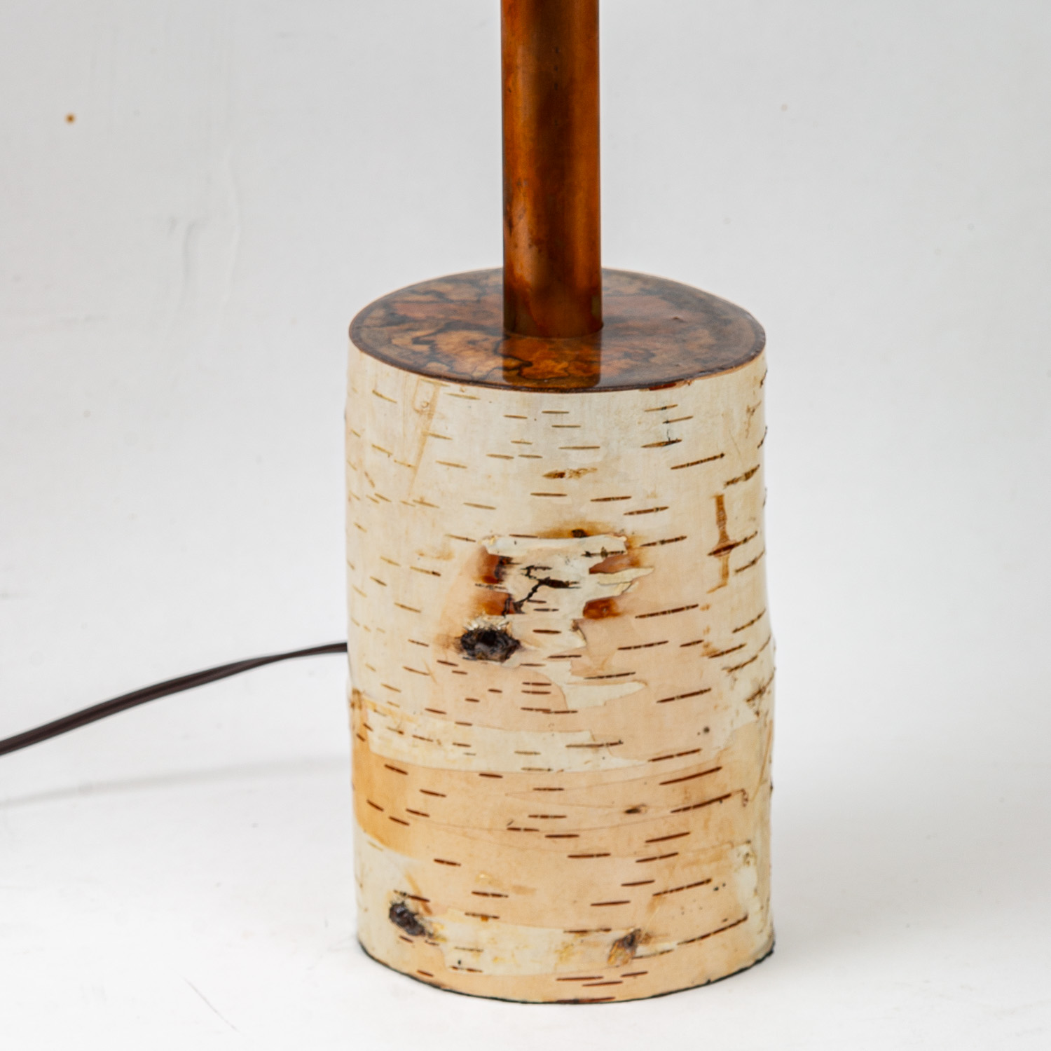 : Birch log lamp base